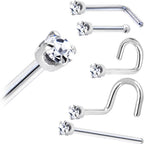 Solid 18K White Gold 1.5mm Genuine Diamond Nose Ring