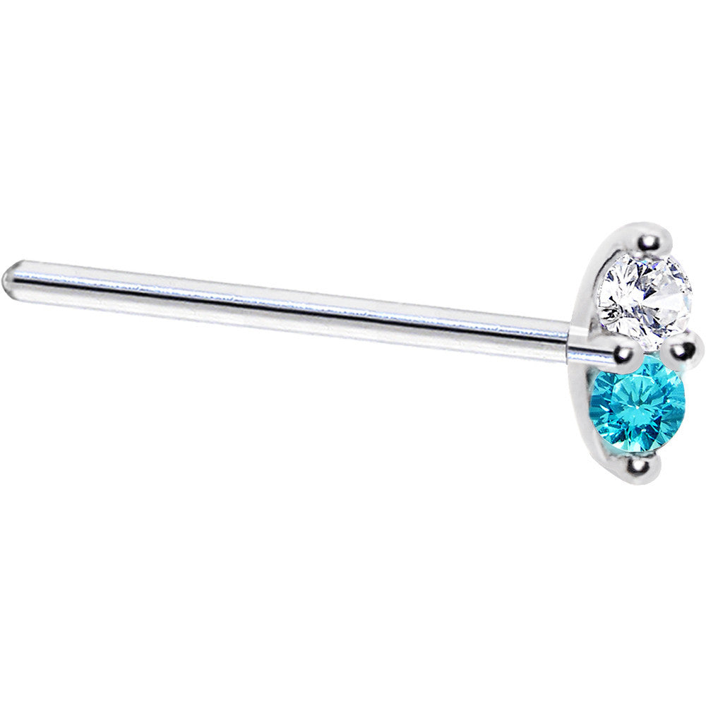 14k White Gold Mint Green 1.5mm CZ Marquise Nose Ring