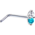 14k White Gold Mint Green 1.5mm CZ Marquise Nose Ring