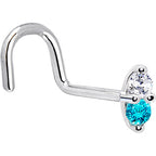 14k White Gold Mint Green 1.5mm CZ Marquise Nose Ring