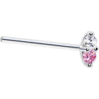 14k White Gold Pink 1.5mm CZ Marquise Nose Ring