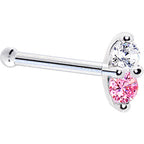 14k White Gold Pink 1.5mm CZ Marquise Nose Ring