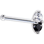 14k White Gold Black 1.5mm CZ Marquise Nose Ring