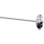 14k White Gold Black 1.5mm CZ Marquise Nose Ring