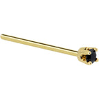 Solid 14K Yellow Gold 2mm Black Cubic Zirconia Nose Ring