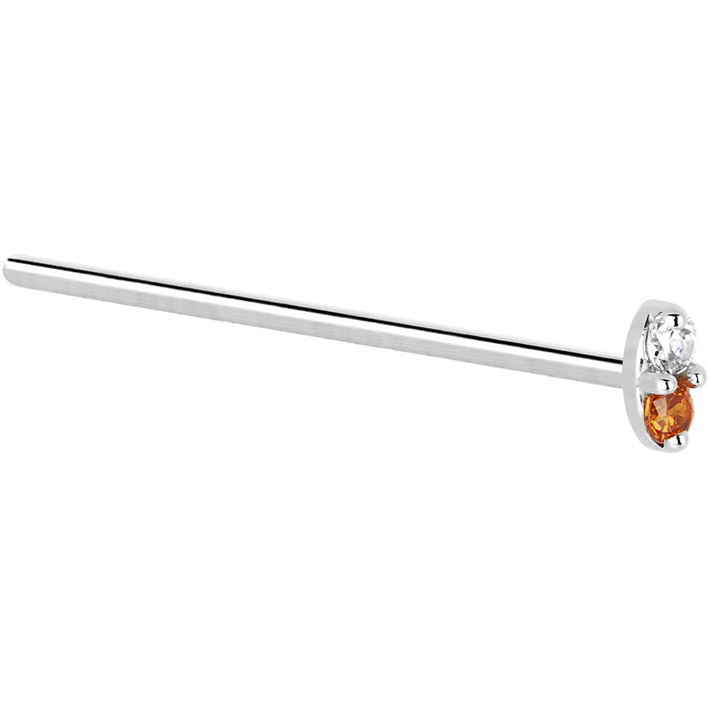 14k White Gold Orange 1.5mm CZ Marquise Nose Ring