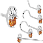 14k White Gold Orange 1.5mm CZ Marquise Nose Ring