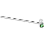 14k White Gold Green 1.5mm CZ Marquise Nose Ring