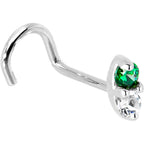 14k White Gold Green 1.5mm CZ Marquise Nose Ring
