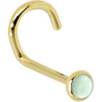 Solid 14K Yellow Gold 2mm Aventurine Quartz Nose Ring