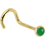 Solid 14K Yellow Gold 2mm Jade Nose Ring