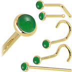 Solid 14K Yellow Gold 2mm Jade Nose Ring