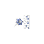 Solid 14K White Gold Arctic Blue and Clear Cubic Zirconia Flower Nose Ring