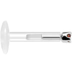 Solid 14K White Gold January 1.5mm CZ Bioplast Push in Labret Monroe