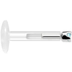 Solid 14K White Gold March 1.5mm CZ Bioplast Push in Labret Monroe