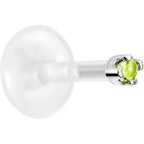 16G 1/4 14K White Gold August 1.5mm CZ Bioplast Push in Cartilage Earring