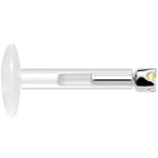 Solid 14K White Gold November 1.5mm CZ Bioplast Push in Labret Monroe