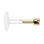 16G 1/4 14K Yellow Gold July 1.5mm CZ Bioplast Push in Cartilage Earring