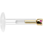 Solid 14K Yellow Gold July 1.5mm CZ Bioplast Push in Labret Monroe