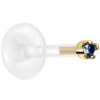 Solid 14K Yellow Gold September 1.5mm CZ Bioplast Push in Labret Monroe