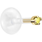 16G 1/4 14K Yellow Gold November 1.5mm CZ Bioplast Push in Cartilage Earring