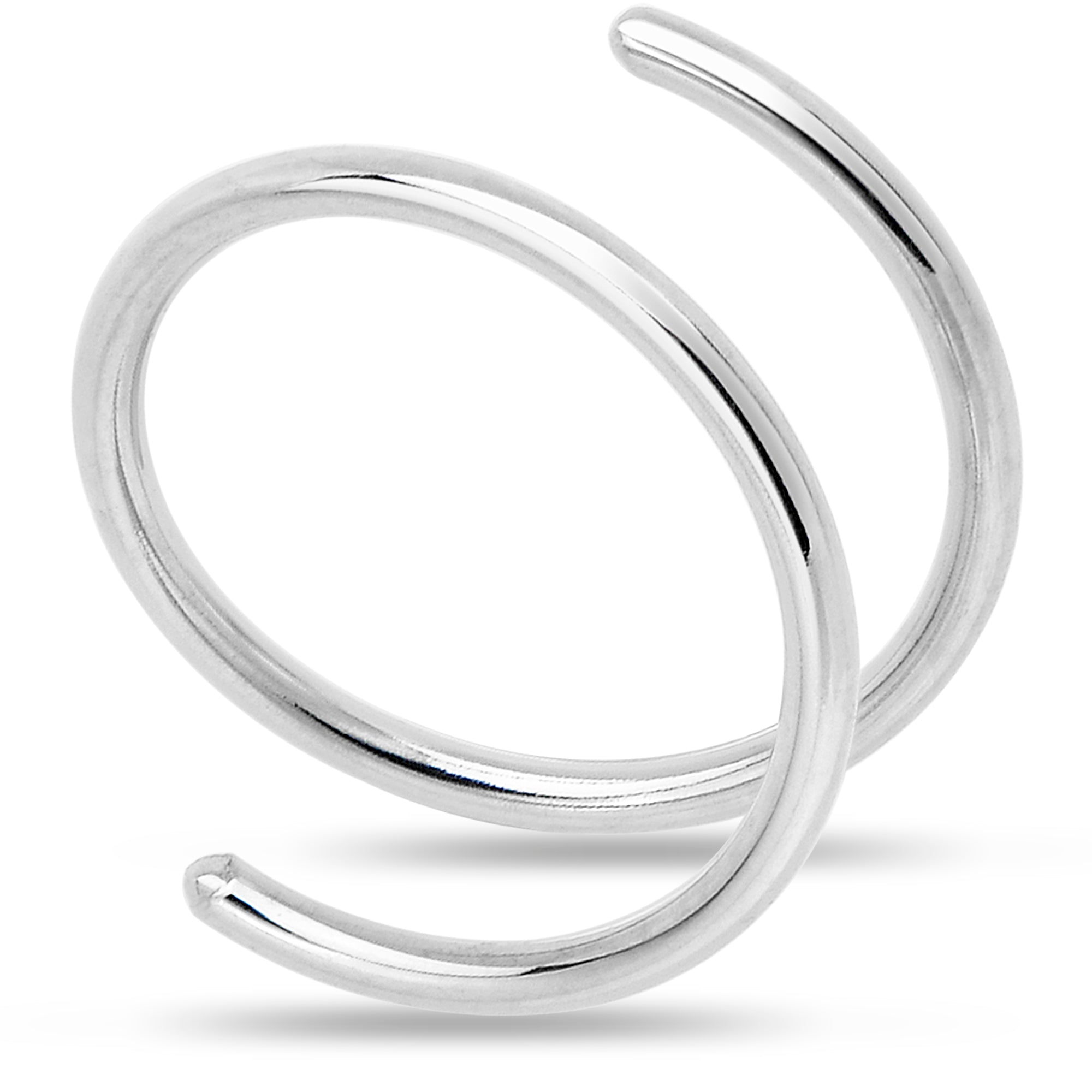 Double Hoop Nose 925 Sterling Silver Spiral Nose Ring 20G 8mm Left