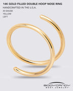 3Pack Double Hoop Nose 14k Gold Filled and 925 Silver Spiral Nose Rings 20G 8mm Right