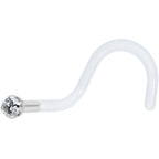18G 14K White Gold 1.5mm Genuine Diamond Bioplast Micro Nose Ring