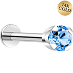 14k White Gold Flat Back Earring with 3mm Cubic Zirconia Handmade