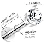14k White Gold Flat Back Earring with 3mm Cubic Zirconia Handmade