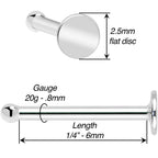 20G Solid 14k Gold Flat Disc Nose Bone