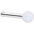 14k White Gold 2.5mm Synthetic Opal Ball Nose Ring