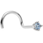 Solid 14K White Gold 1.5mm Genuine Topaz Nose Ring