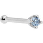 Solid 14K White Gold 1.5mm Genuine Topaz Nose Ring