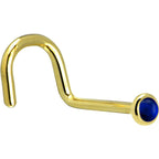 Solid 14K Yellow Gold 2mm Genuine Sapphire Nose Ring