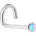 Solid 14K White Gold 2mm Light Blue Synthetic Opal Nose Ring