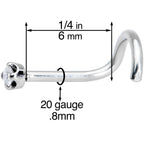 Solid 14K White Gold 1.5mm Genuine Diamond Nose Ring