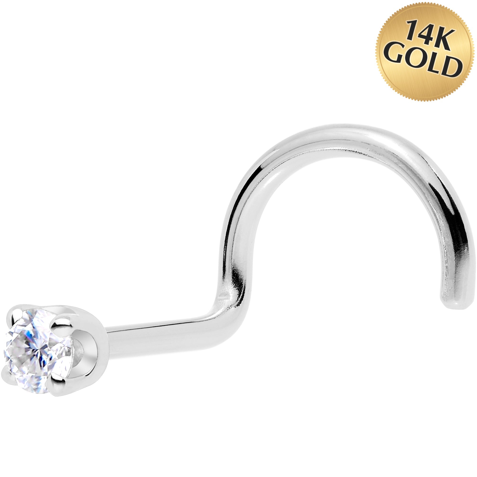 14k White Gold 2mm Lab Grown Diamond Nose Ring