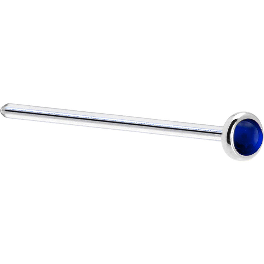 Solid 14K White Gold 2mm Genuine Sapphire Nose Ring