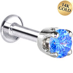 16G Solid 14K White Gold 3mm Arctic Cubic Zirconia Tragus Earring Stud