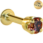 16G Solid 14K Yellow Gold 3mm Brown Cubic Zirconia Tragus Earring Stud