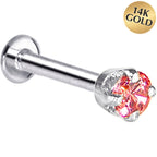16G Solid 14K White Gold 3mm Salmon Cubic Zirconia Tragus Earring Stud