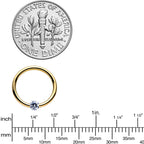 16G 3/8 Solid 14k Yellow Gold 3mm Clear Cubic Zirconia Tension Captive Ring