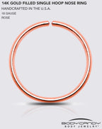 Single Hoop Nose 14k Rose Gold Filled Nose Hoop Ring