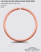 Single Hoop Nose 14k Rose Gold Filled Nose Hoop Ring