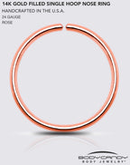 Single Hoop Nose 14k Rose Gold Filled Nose Hoop Ring