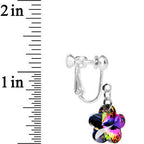 Handcrafted Crystal Vitrail Flower Clip On Earrings