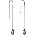 Silver Night Drop Threader Earrings Created with Crystals