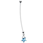 Handcrafted Star Power Blue CZ Pregnant Belly Ring