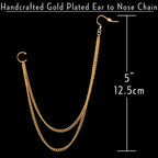 Handcrafted Pirate Booty Gold Plated Ear to Nose Chain 20G 5/16